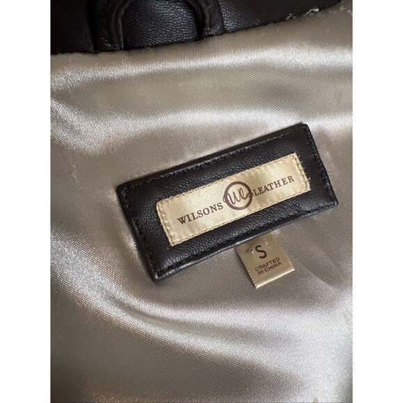 Wilsons Leather Blazer Jacket Brown Retro Piping Whipstitch Structured S Vintage - Picture 12 of 16
